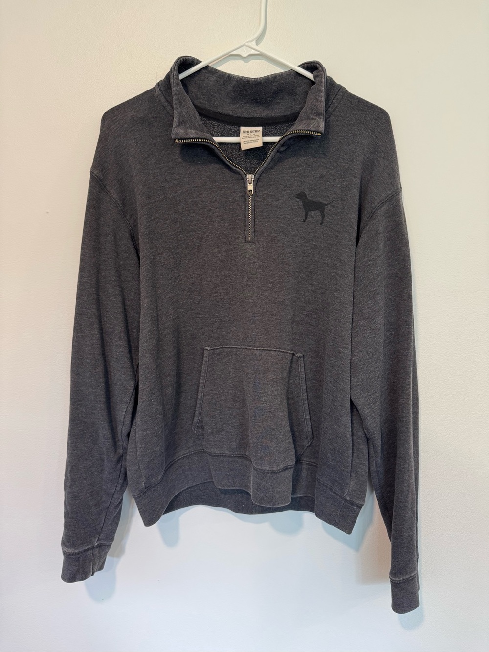 Women's Quarter-Zip PINK Pullover Sweatshirt - Charcoal